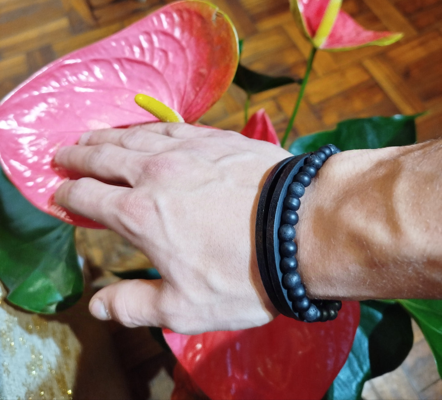 Pulseiras Masculinas Multicamadas Pedras Naturais