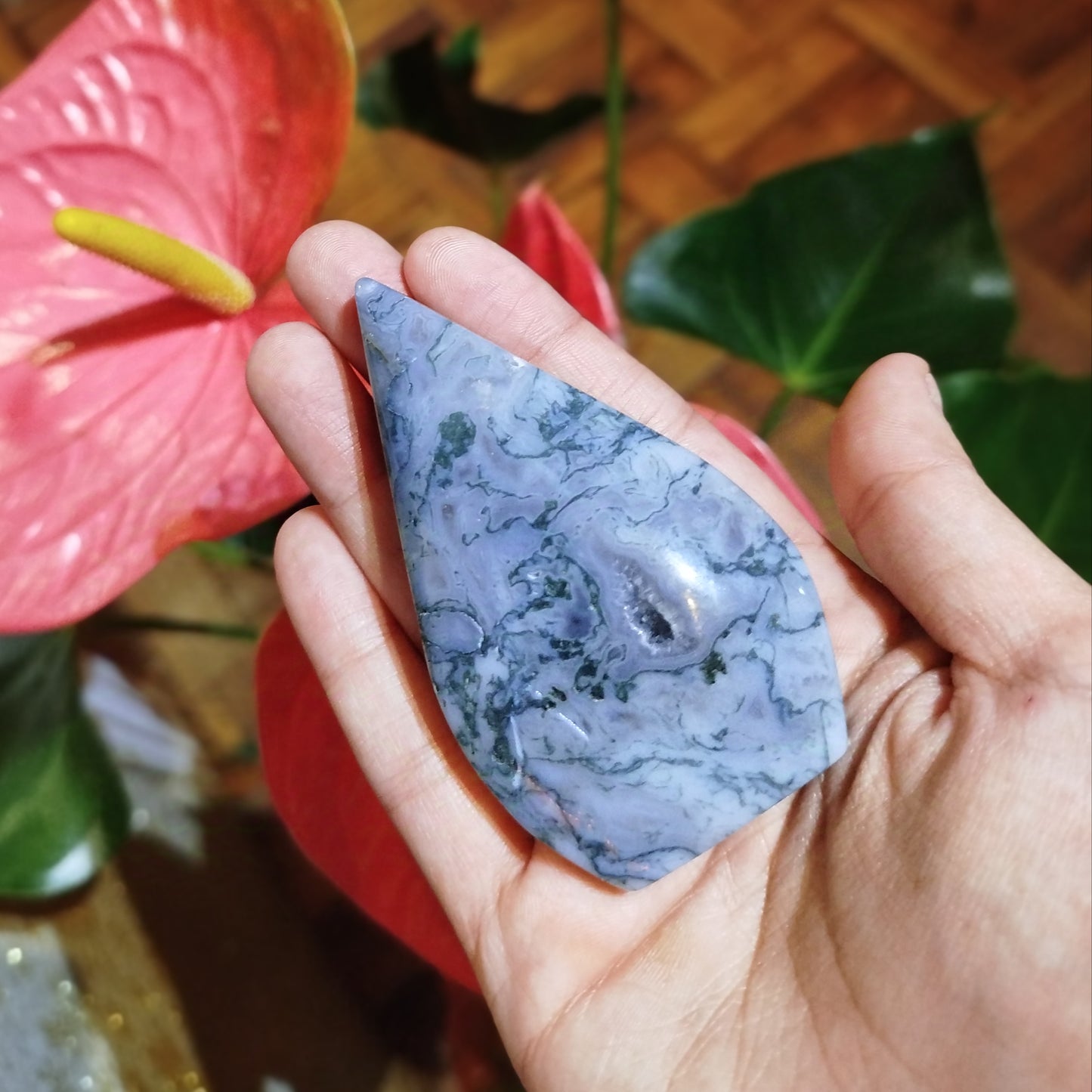 Pedra Cristal Ágata Musgo