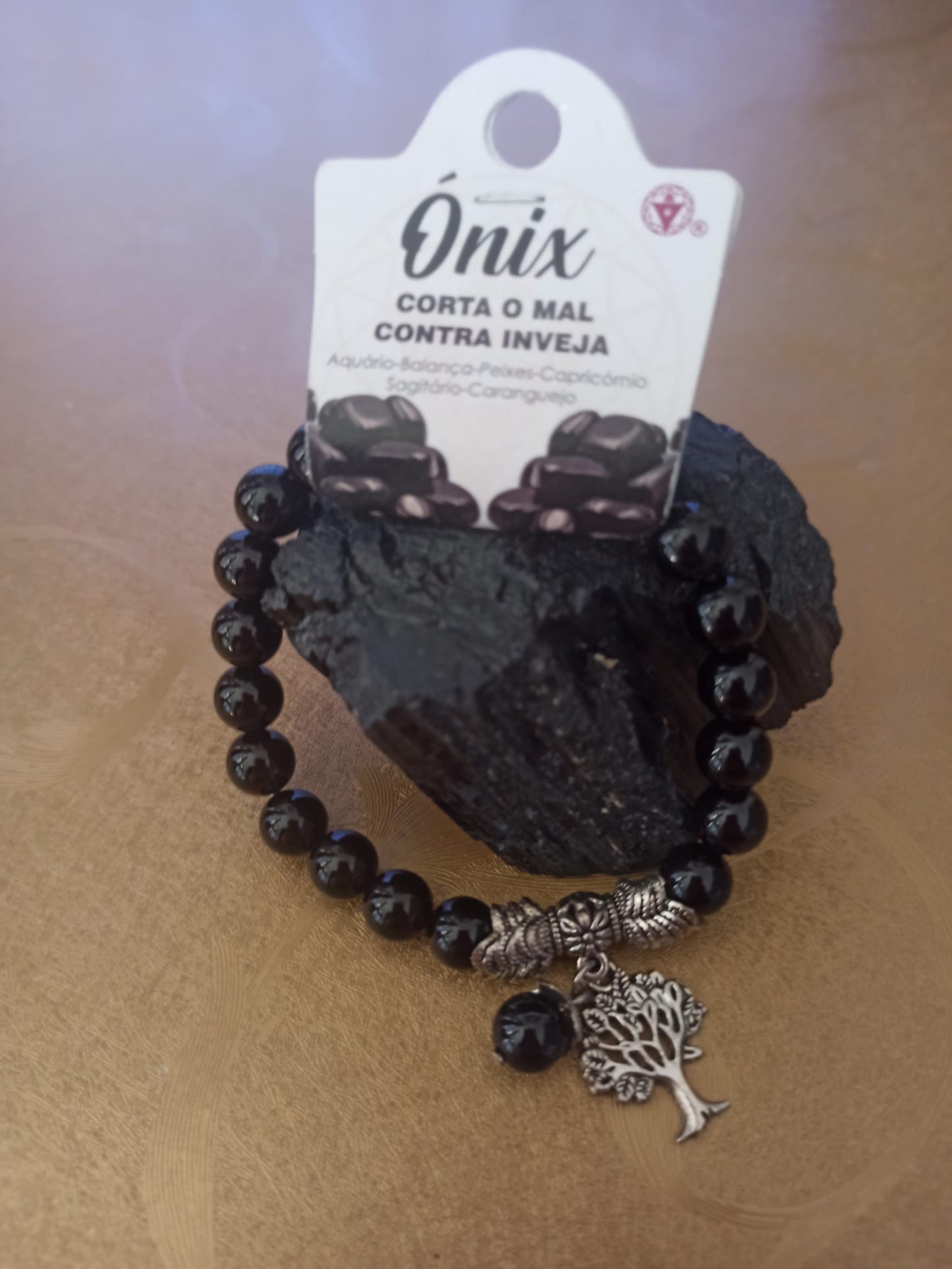 Pulseira Ónix com pendente Árvore da Vida