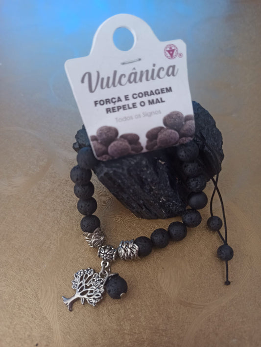 Pulseira Vulcânica com pendente Árvore da Vida