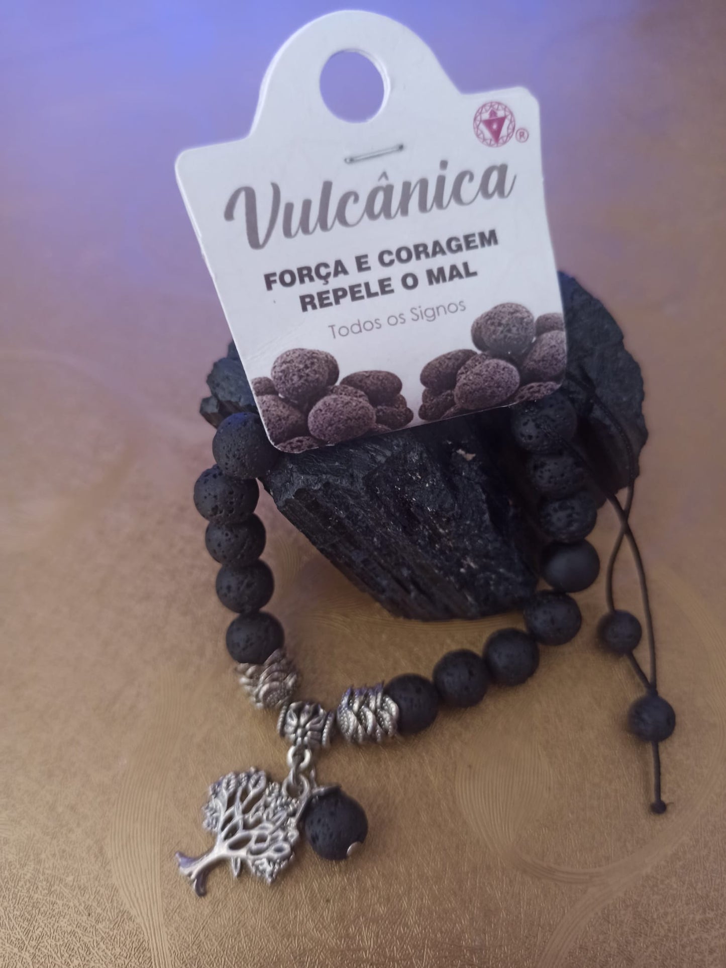 Pulseira Vulcânica com pendente Árvore da Vida