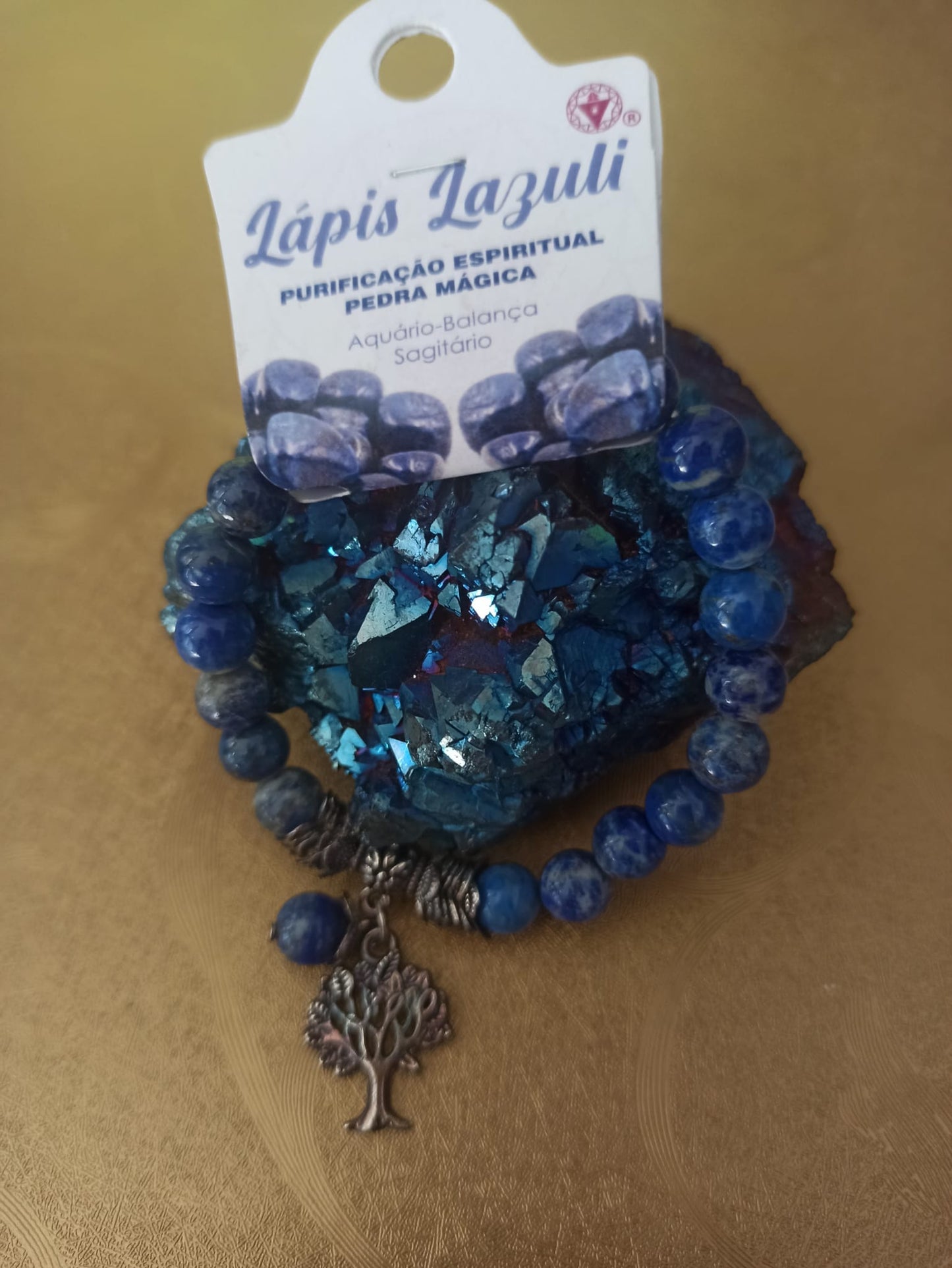 Pulseira Lápis Lazuli com pendente Árvore da Vida