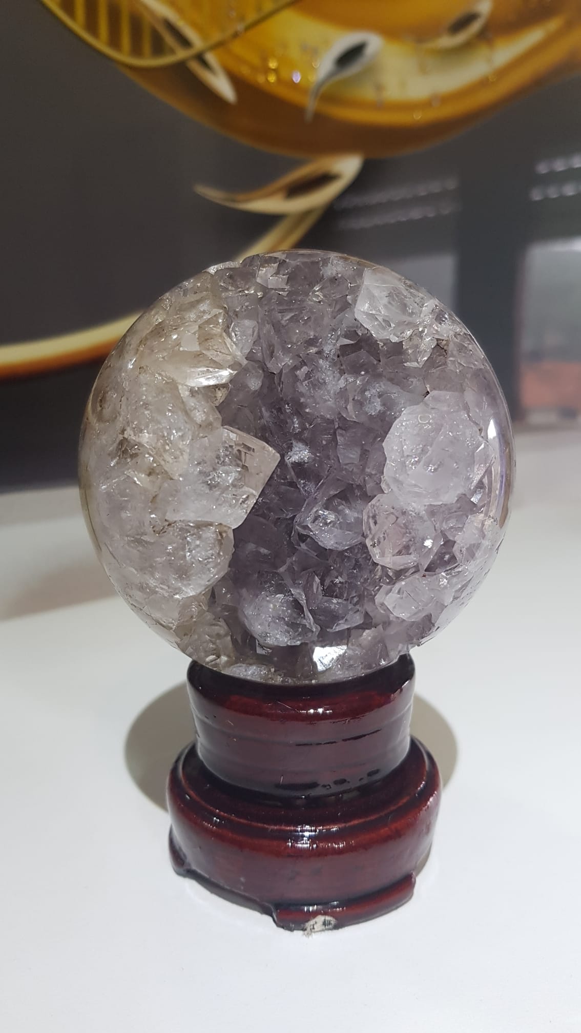 Drusa Bola de Cristal Quartzo cristal e mistura de conexão com a Mãe Natureza com suporte