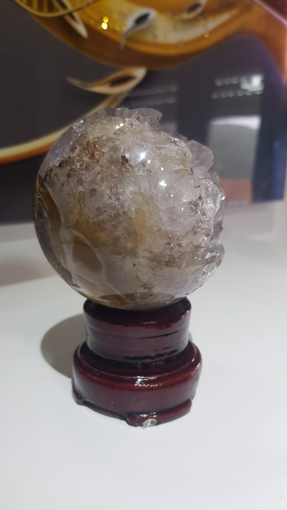 Drusa Bola de Cristal Quartzo cristal e mistura de conexão com a Mãe Natureza com suporte