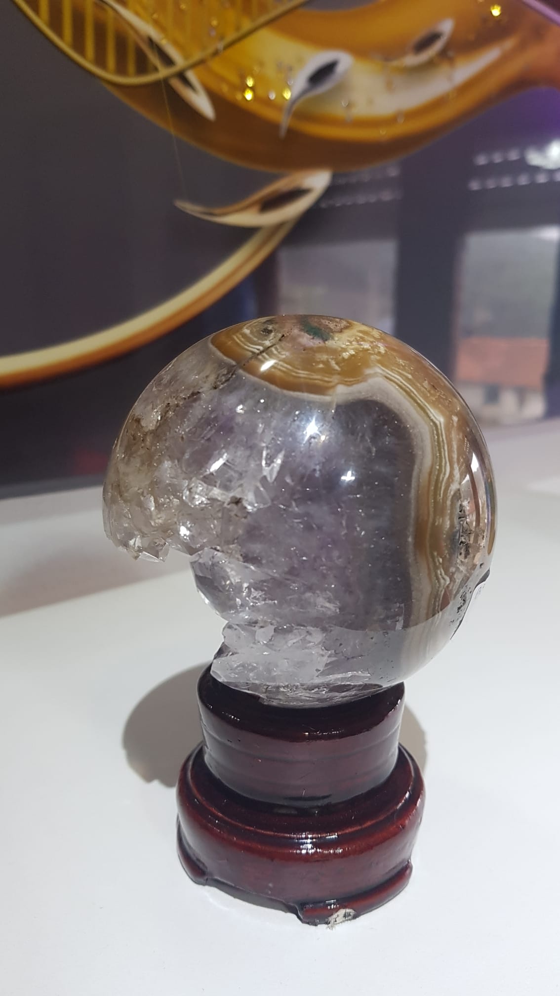 Drusa Bola de Cristal Quartzo cristal e mistura de conexão com a Mãe Natureza com suporte