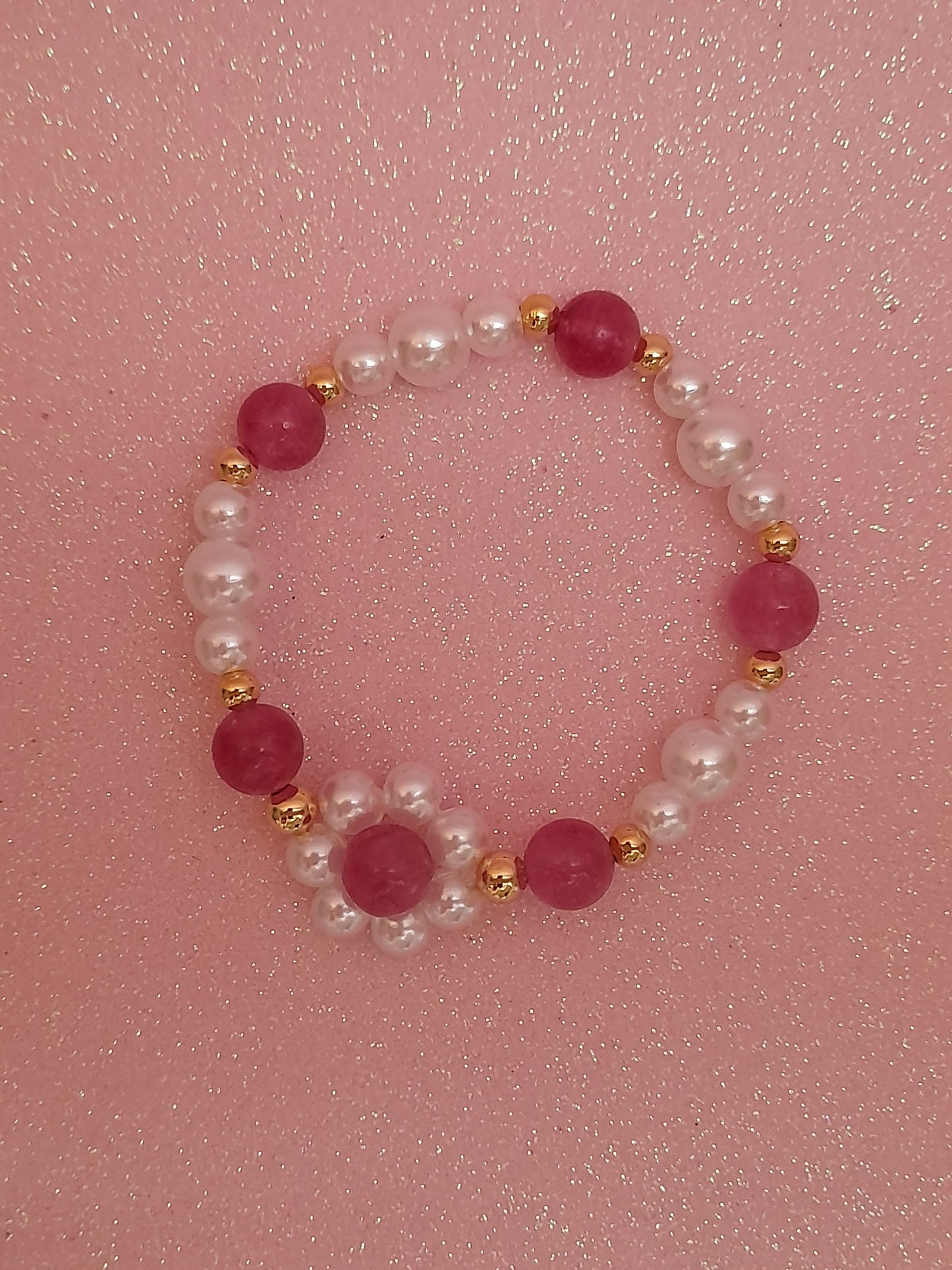 Pulseira Pérolas e Ágata Rosa