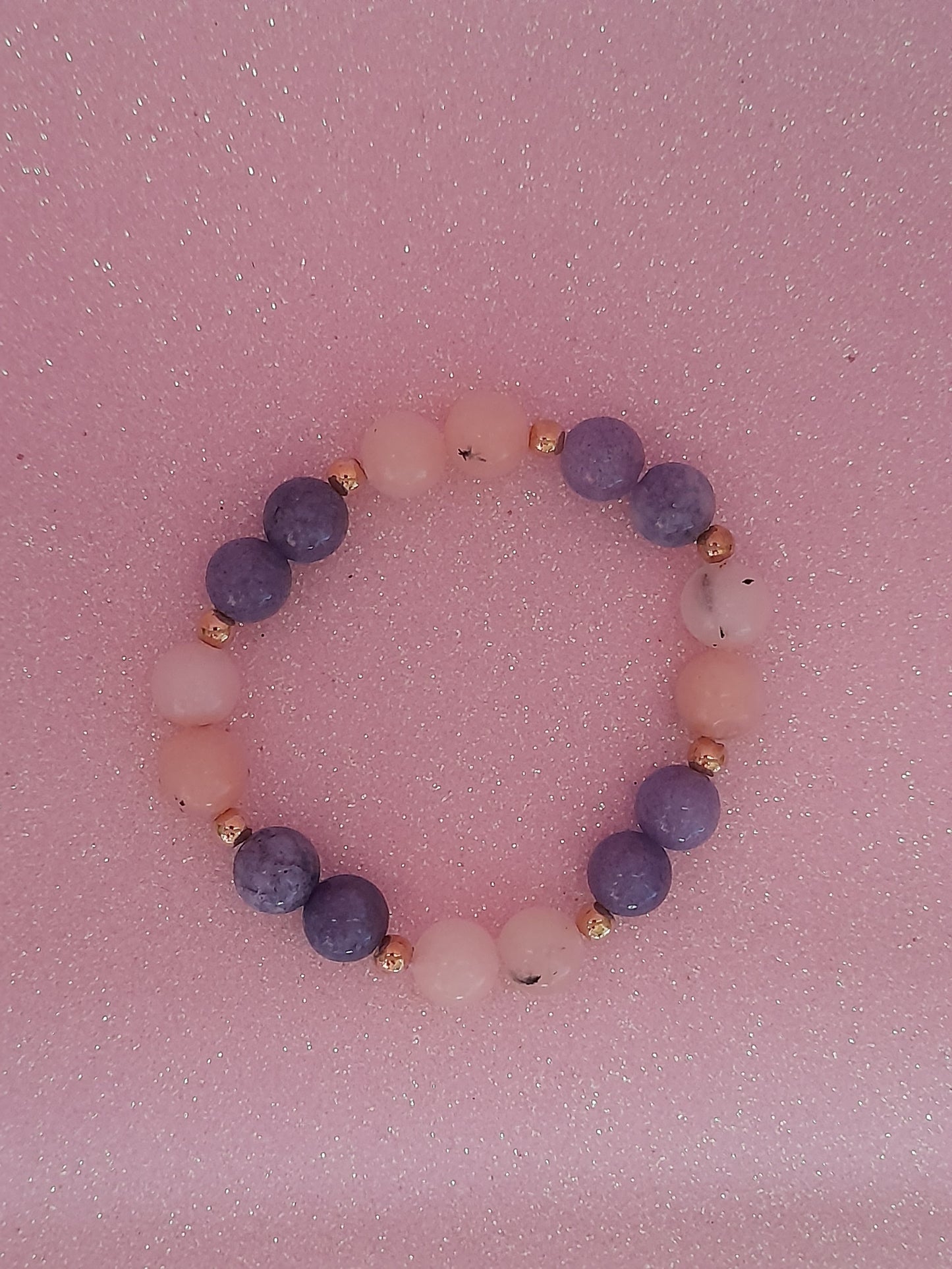 Pulseira Ágata Rosa e Lepidolita