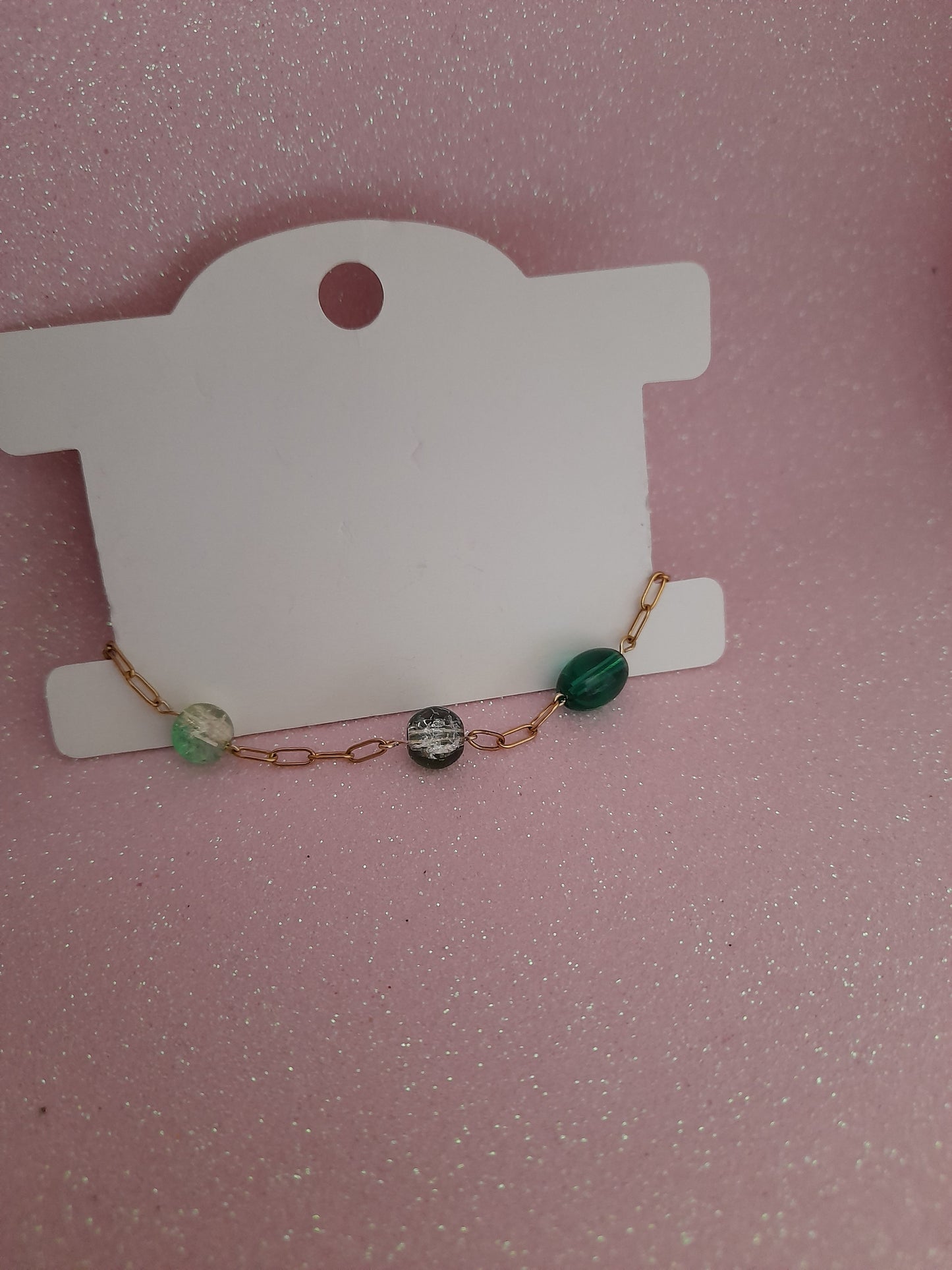 Pulseira Ágata Verde e Cristais de vidro