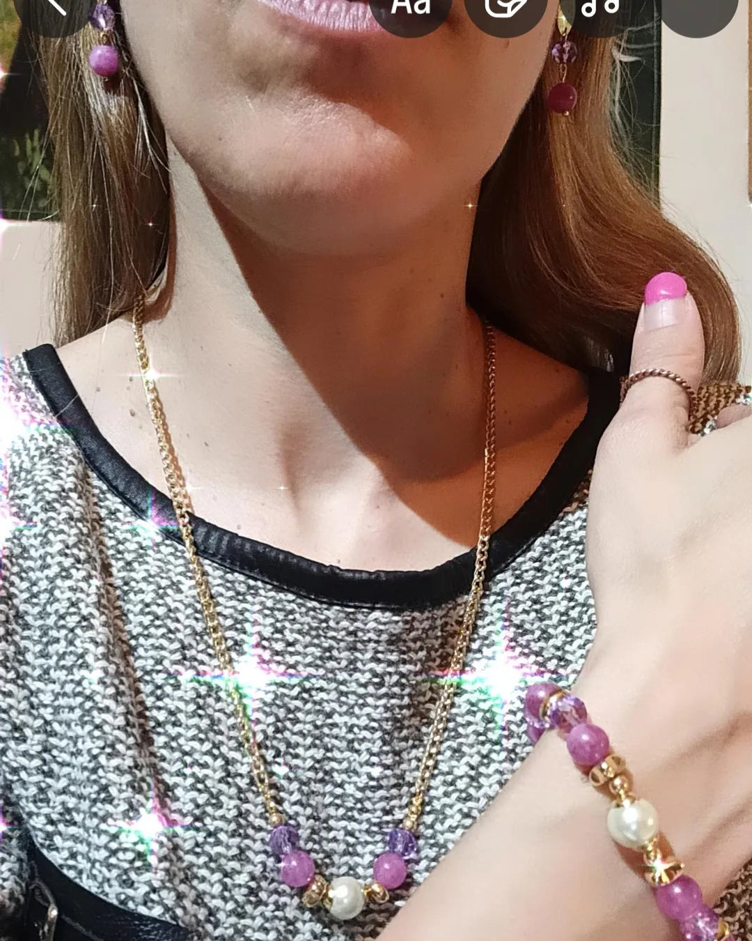 Conjunto Ágata Rosa e ametista facetada