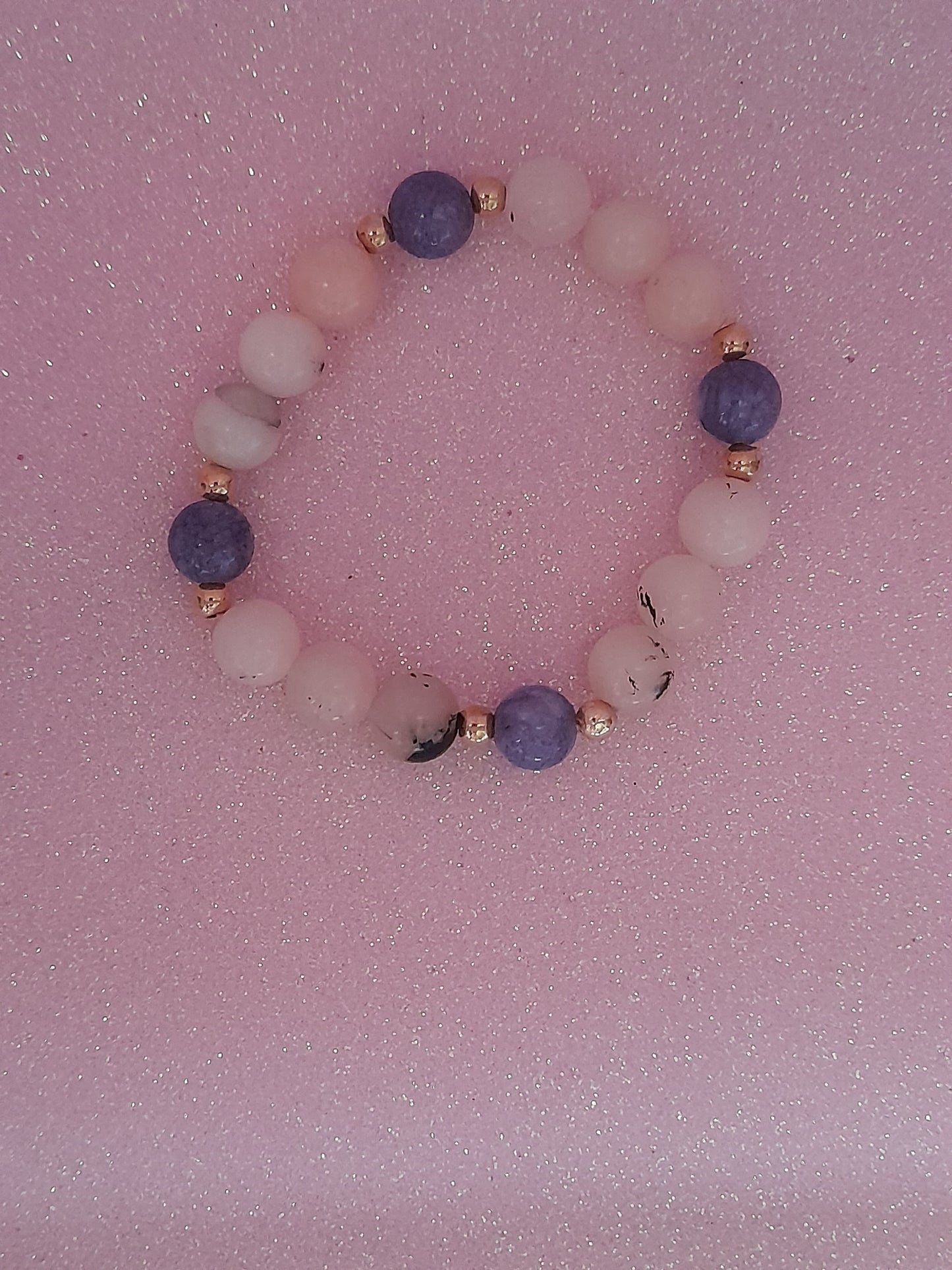 Pulseira Ágata Rosa e Lepidolita