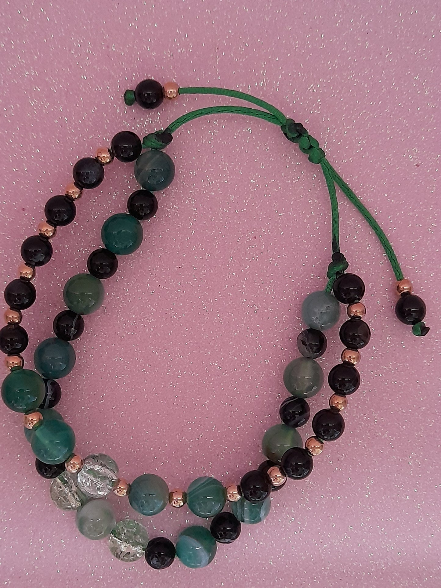 Pulseira Macramé Ágata Verde e Negra